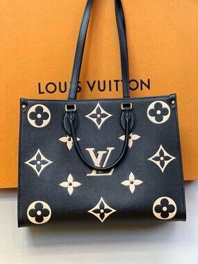 Louis Vuitton Black & Cream Monogrammed Tote